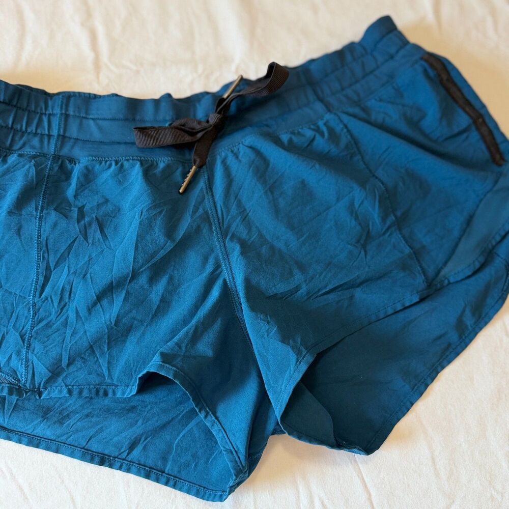Lululemon Speed Up Low Rise Lined Running Shorts Teal Blue Pocket ~2.5"